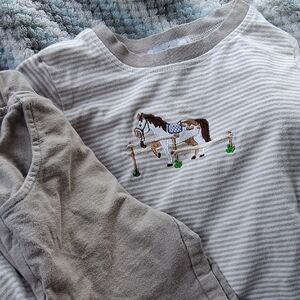 Kids Long Sleeve Shirt with Horse Embroidery